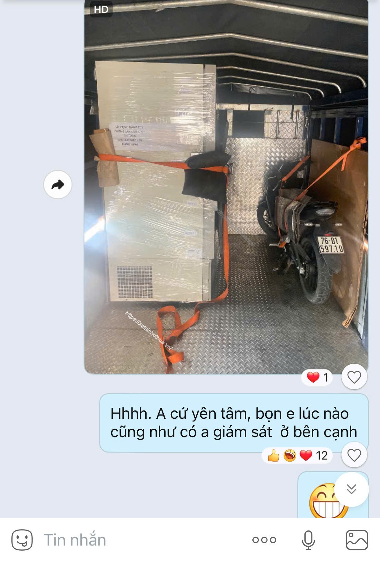 Khách hàng đánh giá cao: Xe tải bàn nâng giúp vận chuyển xe máy và đồ gia đình an toàn tuyệt đối, đến nơi nguyên vẹn, không hề trầy xước.